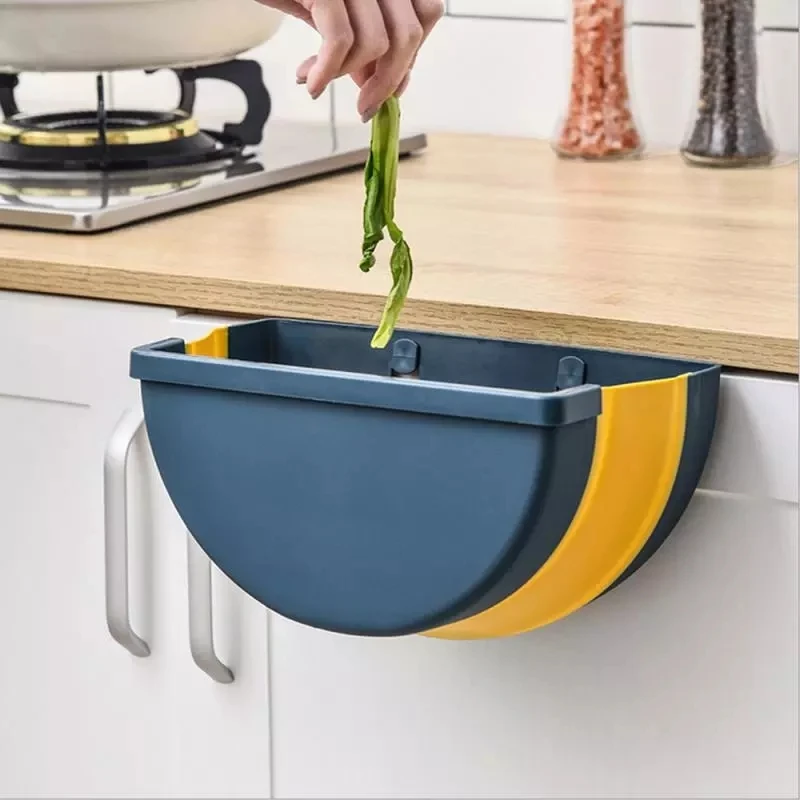 

Kitchen Folding Trash Can Bin Rubbish Car Recycle Bin Dustbin Garbage Can Wall Mounted Waste Bin Cleaning Tool