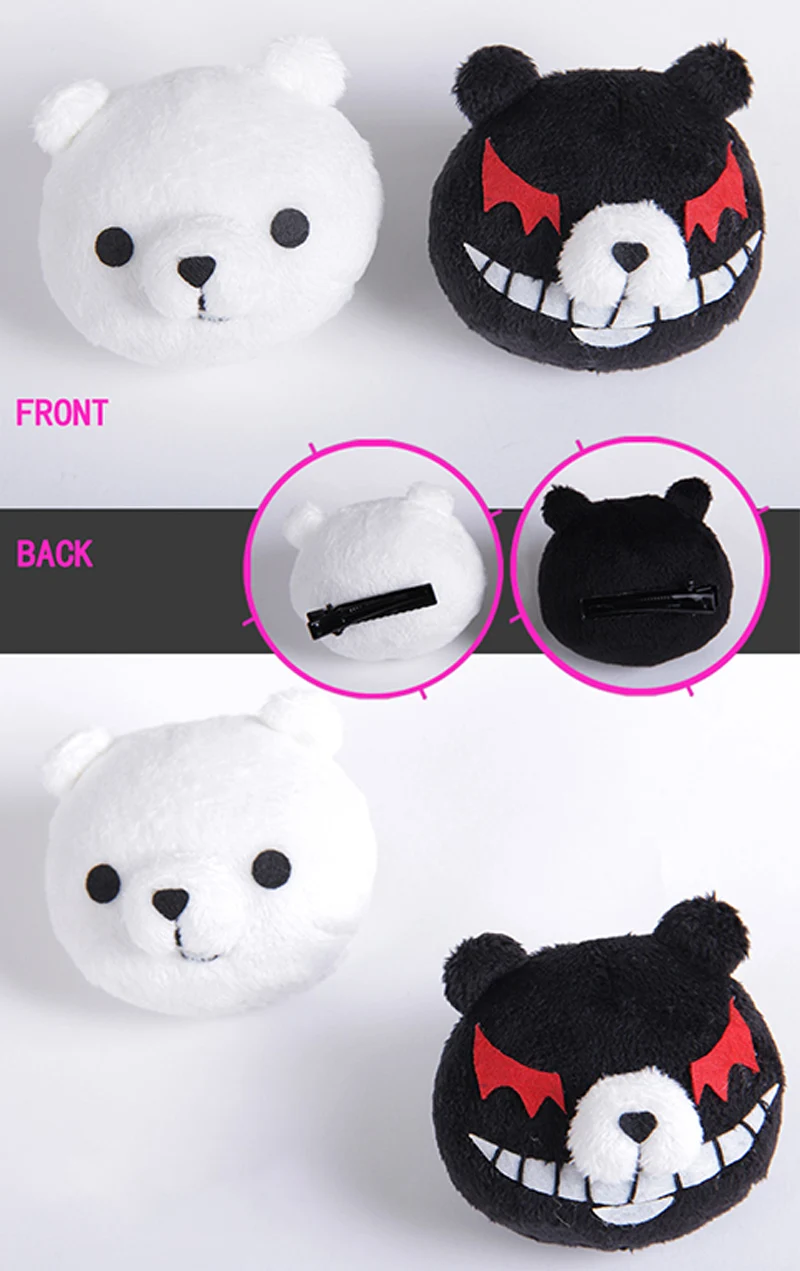 

Danganronpa Monokuma Accessories Headwear One Pair Junko Enoshima Cosplay White Black Headwears Girls Women Hair Clip