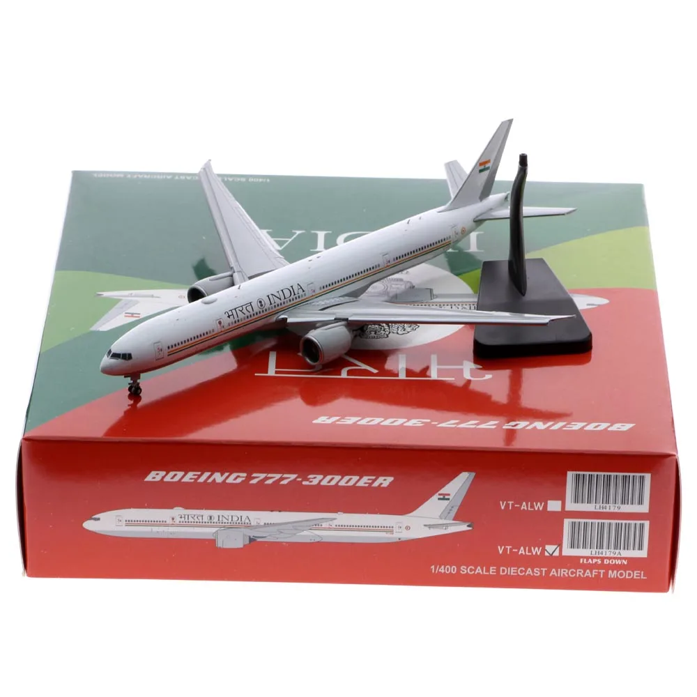

1:400 Alloy Collectible Plane Gift JC Wings LH4179A India Government Boeing B777-300ER Diecast Aircraft Model VT-ALW Flaps Down