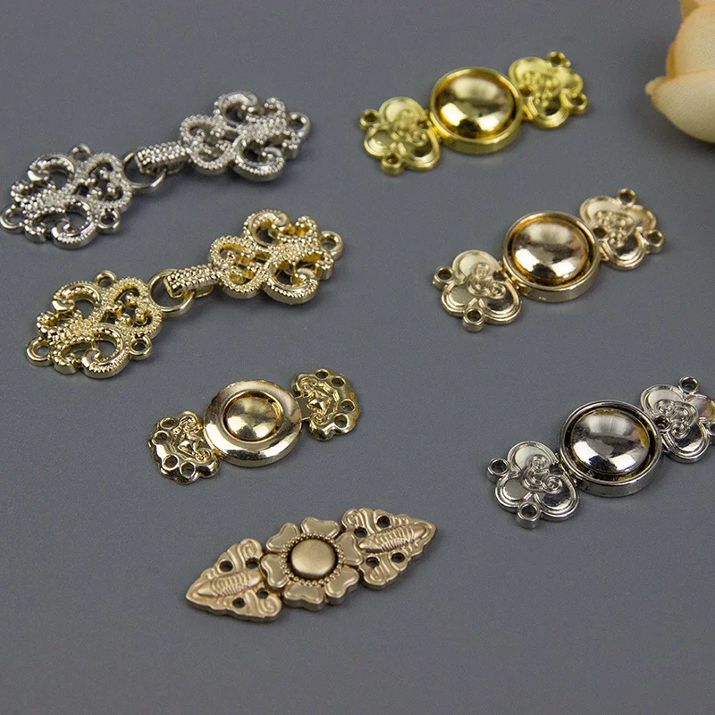 1 пара пуговица в виде китайского узла металлическая шуба Пряжка винтажная