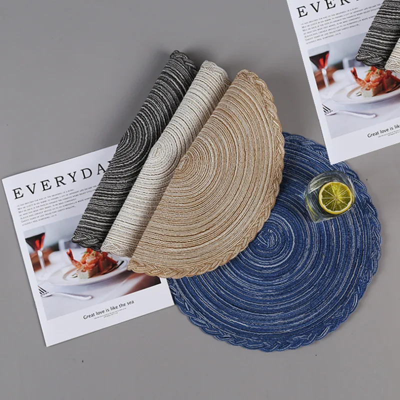 

Round Cotton Woven Nordic Style Non-slip Kitchen Placemat Coaster Insulation Pad Dish Coffee Cup Table Mat Home Decor 51020