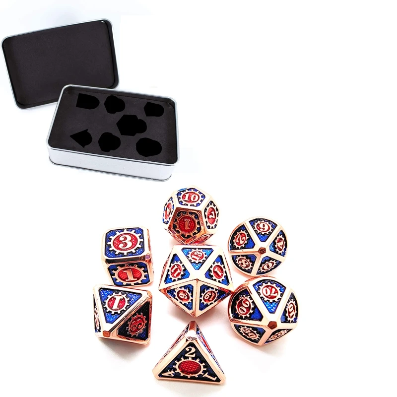 Набор металлических игральных костей в стиле стимпанк 7 шт. DND D &amp с металлическим