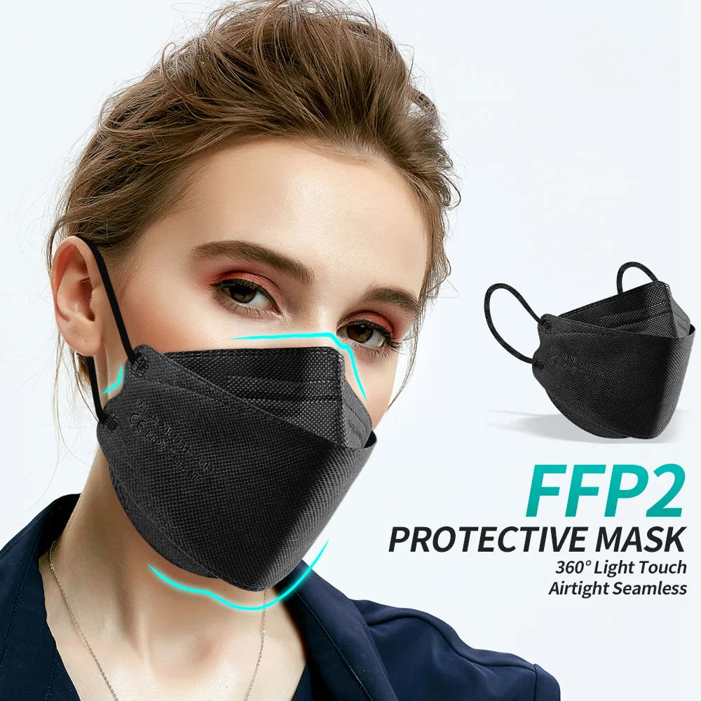 Маска FFP2 Fish KN95 многоразовая фильтр FFPp2 Пылезащитная черная для взрослых | Красота