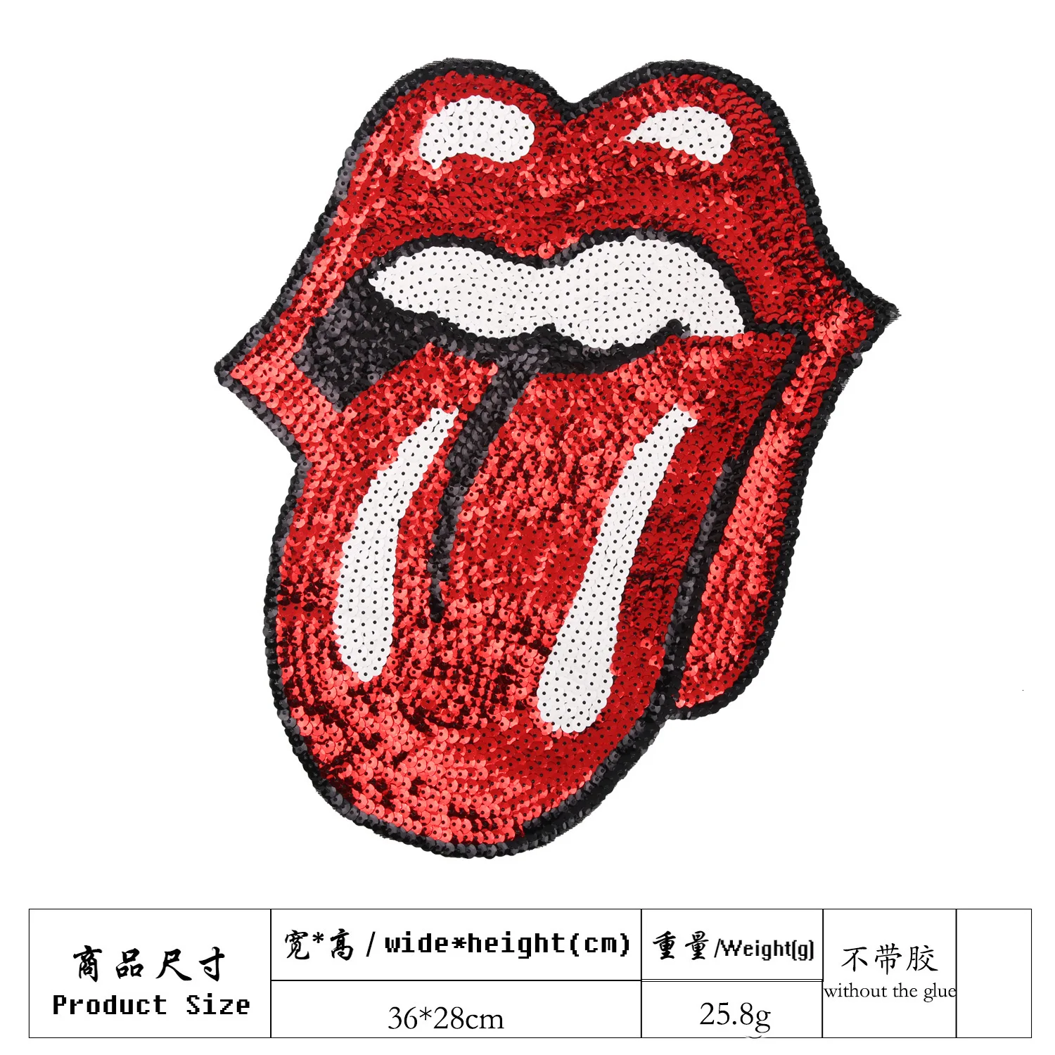 Красные нашивки с большим ртом и блестками нашивка на одежду сумки мультяшная