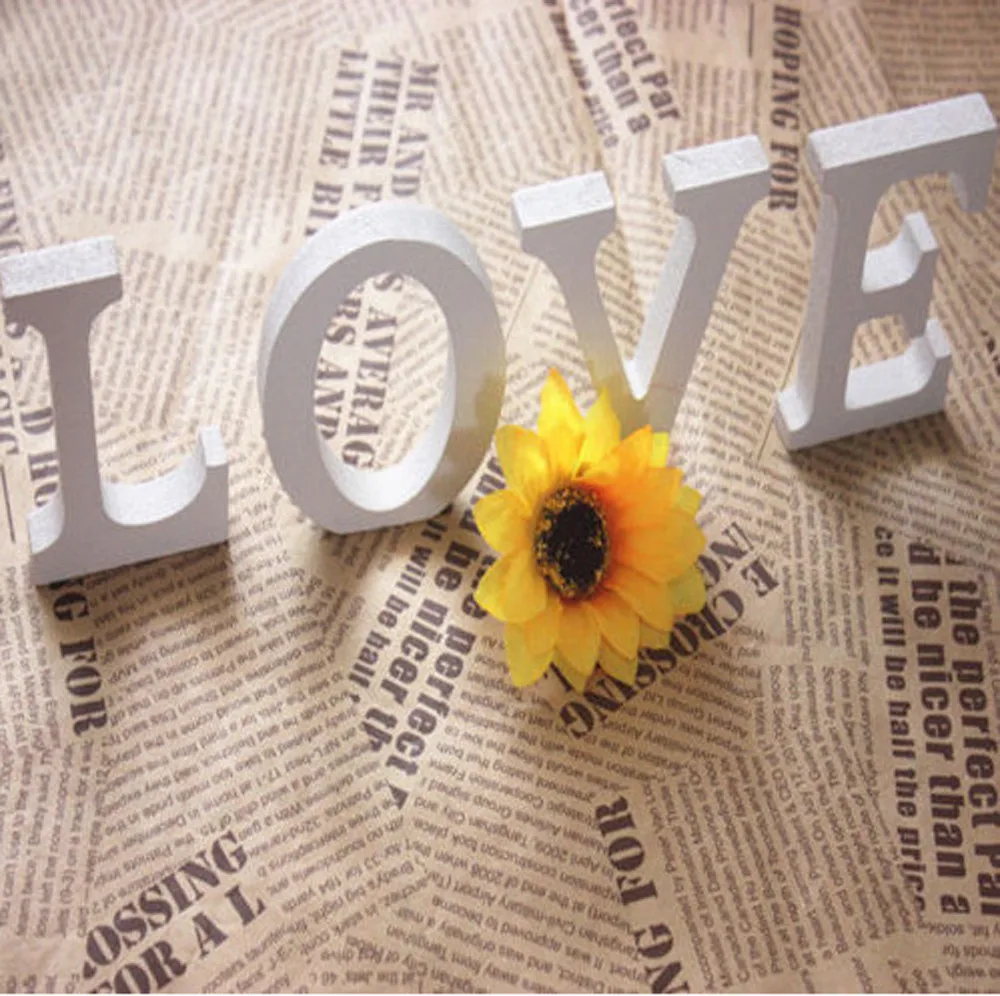 1pc Diy Freestanding Wood Wooden Letters White Alphabet Wedding Birthday Party Home Decorations Personalised Name Design |