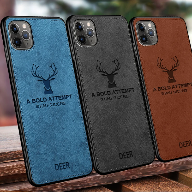 Для iPhone 6 6s X 11 Pro XR XS Max 7 8 Plus Премиум ткань текстура 3D рельефный Олень чехол край