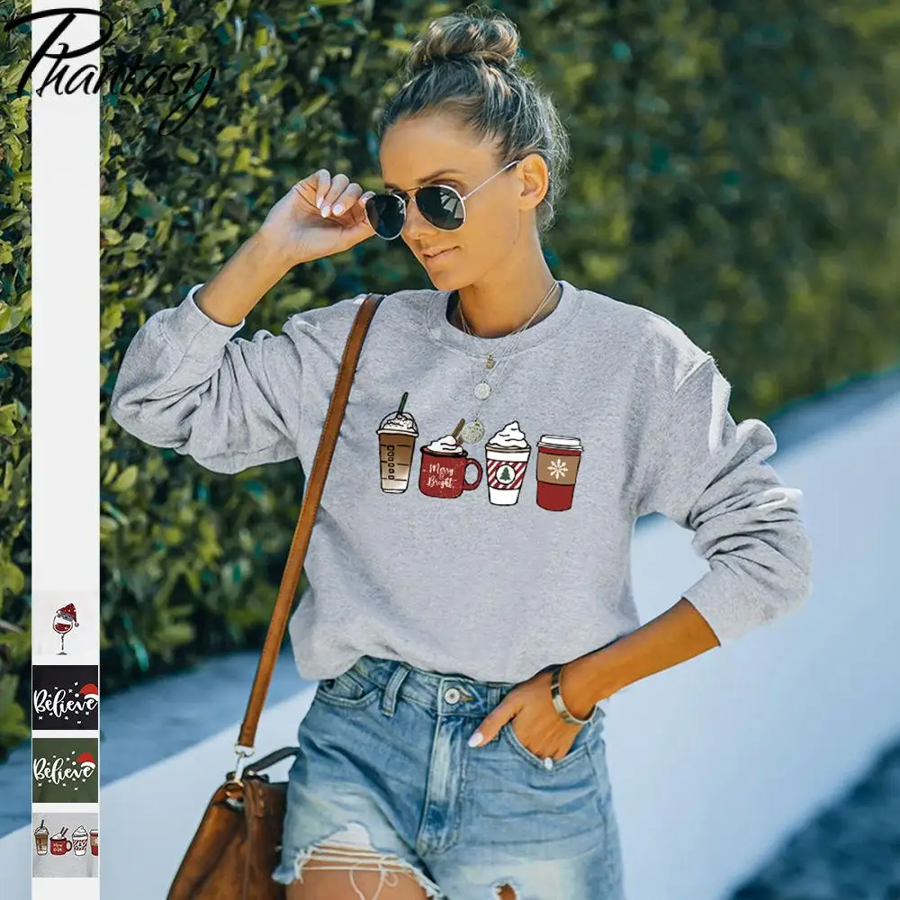 

Модные женские свитшоты Phantasy, пуловеры с принтом в виде водяных чашек, женские весенне-летние трикотажные свитера, повседневная одежда