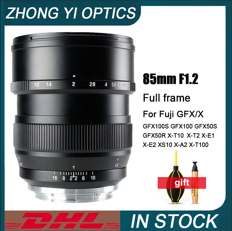 

Zhongyi 85mm F1.2 Lens Full-Frame Fixed Focus Portrait For Fuji GFX GFX100 GFX100S GFX50S GFX50R X-T10 X-T2 X-E1 X-E2 XS1 Camera