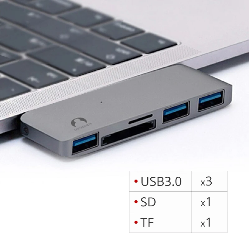Gray 3USB SD TF Док-концентратор Snowkids type C для MacBook Pro MacBook Air HDMI USB3.0 USB C портами расширительный разветвитель - Цвет: Gray 3USB SD TF