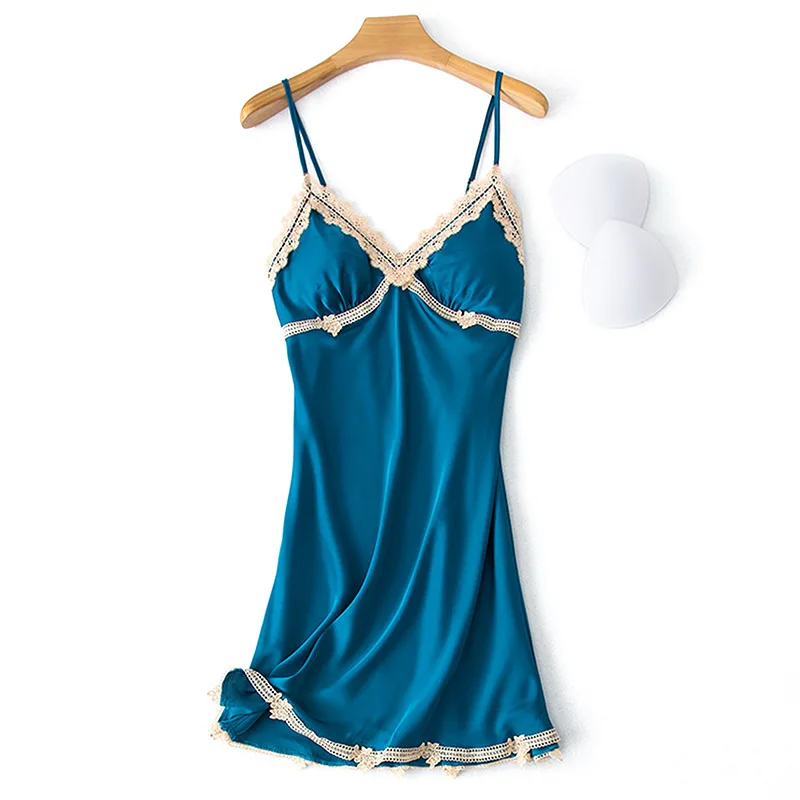 

Кружевное платье для сна в стиле пэчворк, домашняя одежда, женская одежда для сна, ночная рубашка, шелковое интимное белье, атласная ночная р...