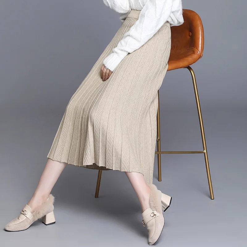 

2020 Autumn Fashion Skirt Elastic Waist Yarn One-piece A-line Solid Casual Mid-calf Empire Cn(origin) Dunayskiy LLC3162