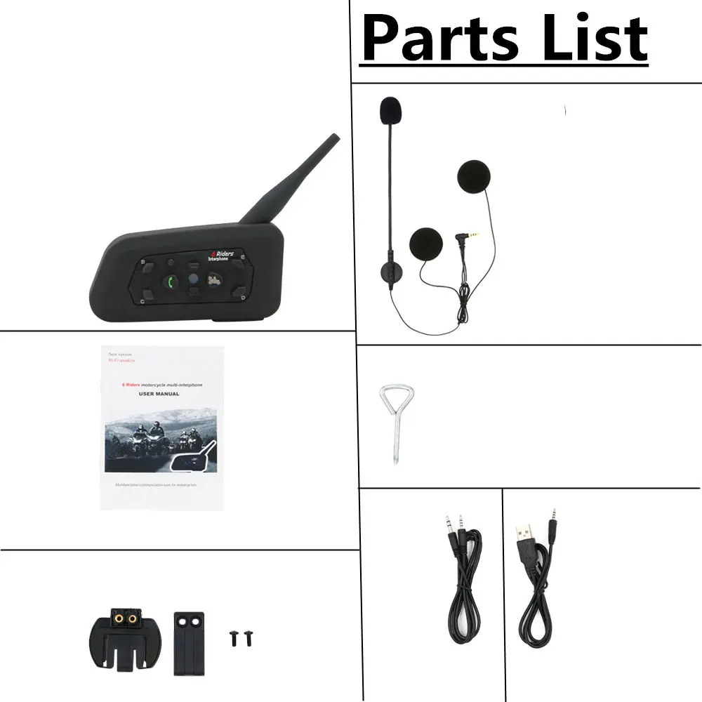 2019 Bluetooth Мотоциклетный Интерком с связью шлем гарнитура интерфон 6 всадников