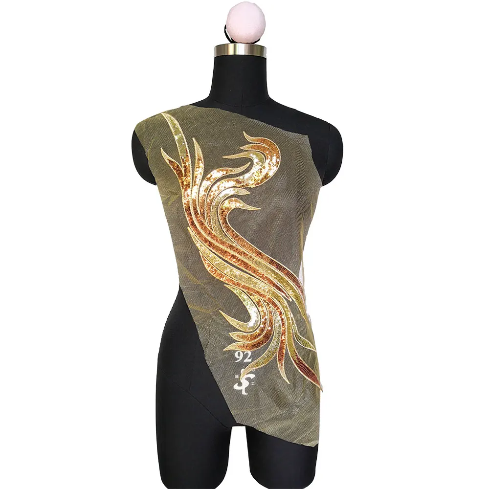 Золотые и синие блестки с цветами нашивки вышитые для выпускного вечера