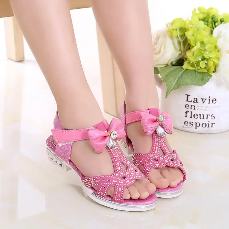 

2020 new summer girls sandals fashion rhinestone bow princess sandals girls non-slip soft bottom non-slip children's shoes