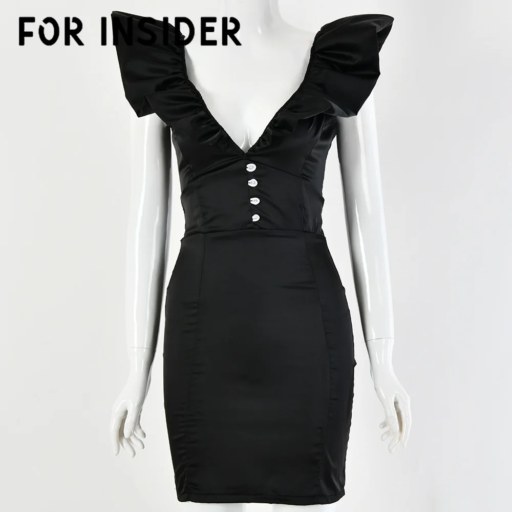 Сексуальное женское платье бодикон с открытой спиной и розовыми рюшами