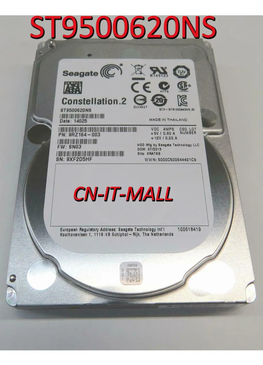 Seagate Constellation.2 ST9500620NS 500GB 7200 RPM 64MB Cache SATA 6.0Gb/s 2.5  Enterprise Internal Hard Drive