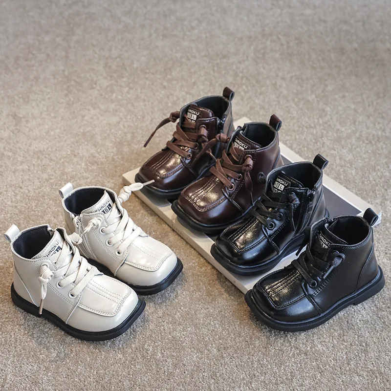 

Children's Martin Boots Children's Shoes Boys and Girls Square Toe Boots Children's Leather Boots Boots Girls Winter Boots