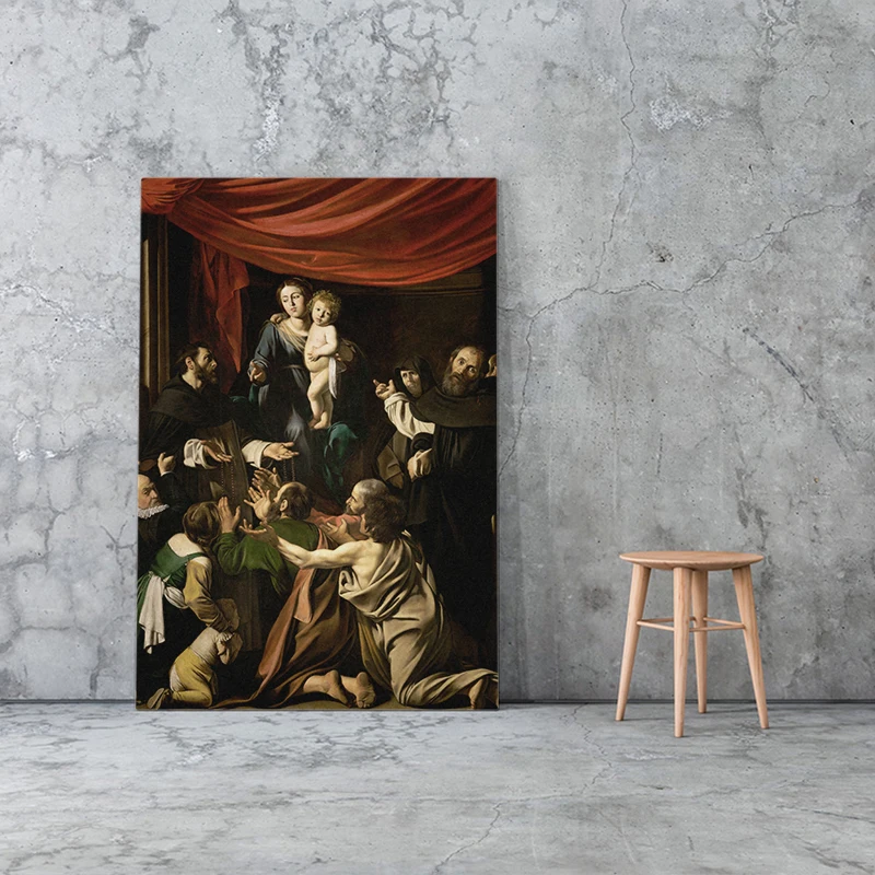 Картина &quotМадонна Розарий Караваджо&quot холст постер настенное искусство декор