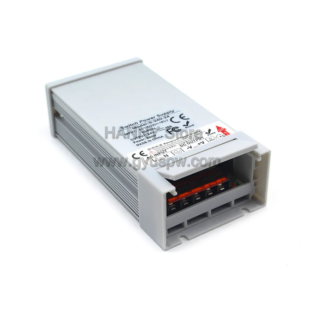 Универсальный источник питания постоянного тока 24 В 10 А 240 Вт трансформаторы 110 В 220 В переменного тока DC24V водонепроницаемый источник питания для светодиодных лент светильник-монитор