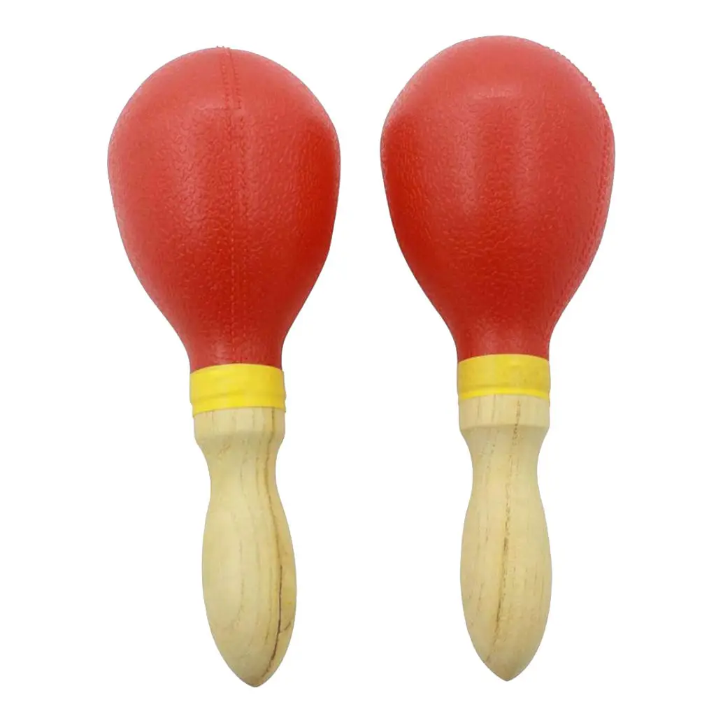 

Set of 2 - Hand Percussion Wooden Maracas With Full, Bright Vibrant Sound and Great Musical Instrument