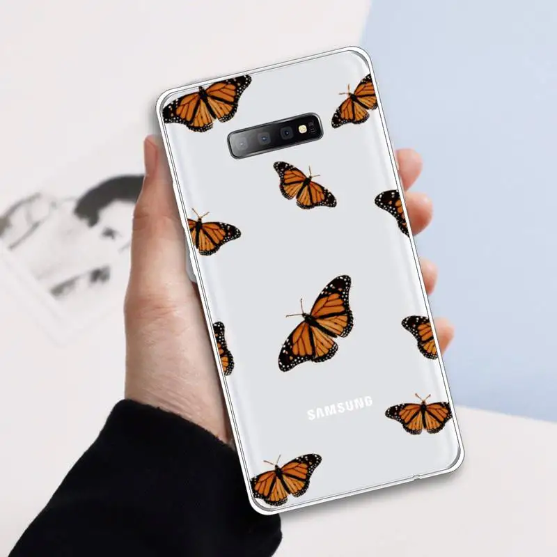 

Corlorful fly Butterfly art pattern Phone Case Transparent For Samsung Galaxy A 71 21s S note 8 9 10 plus 20 ultra