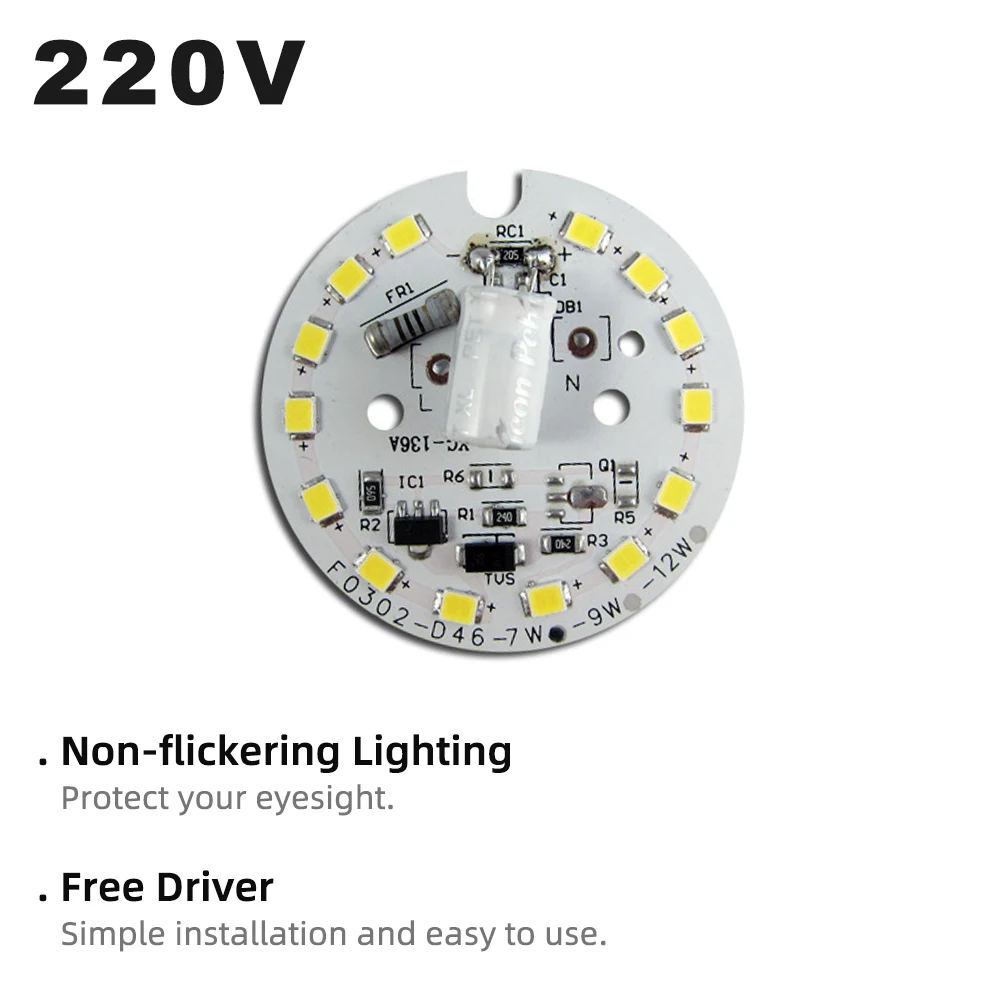 Светодиодный чип SMD2835 2 шт./лот 220 В переменного тока 3 Вт 5 7 9 12 15 18 24 Бесплатный