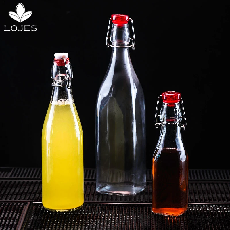 Бутылка для воды Квадратная бутылка сока с пряжкой лимонного кухонная