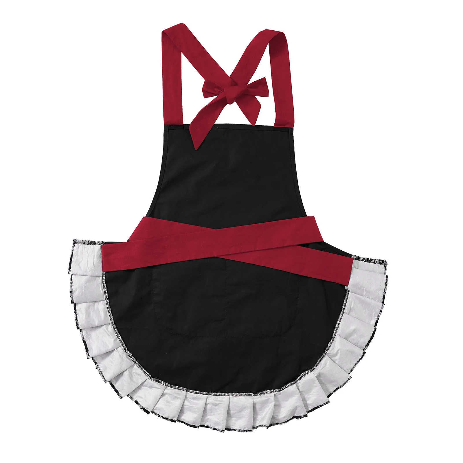 

Foral Flirty Cotton Apron For Women Lady Retro Cute Maid Aprons Cosplay Uniform Home Kitchen Cooking BBQ With Pocket Waist Bib