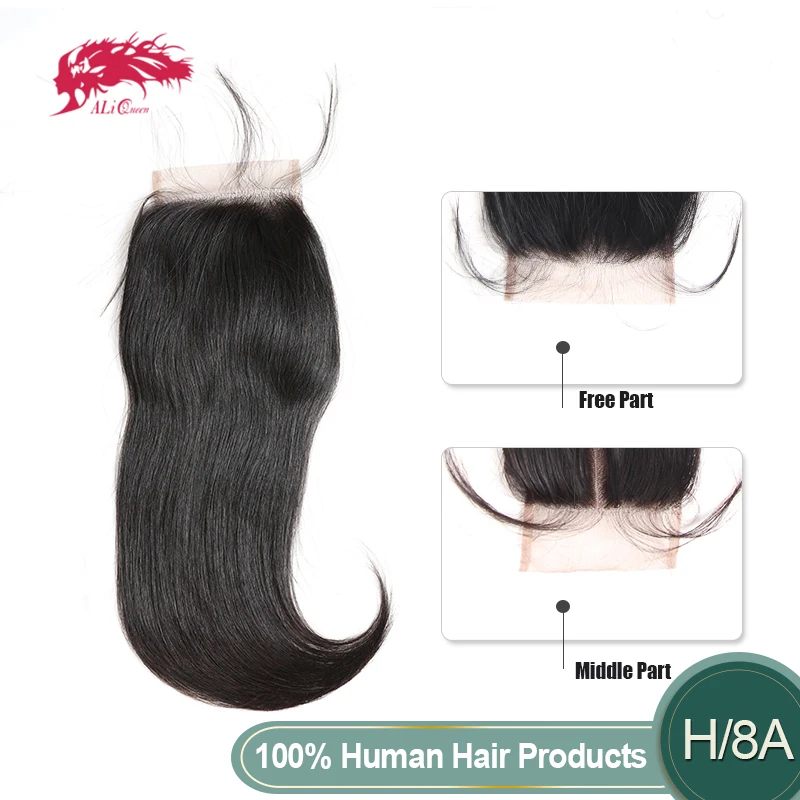 Ali queen hair HD прозрачное кружево Закрытие бразильский высокий коэффициент прямые волосы remy 4x4 кружево Закрытие 1"-20" натуральный цвет