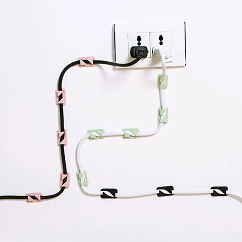 

12pcs Universal Wire Tie Self-adhesive Rectangle Cord Management Winder Cable Holder Organizer Mount Clip Clamp Plastic