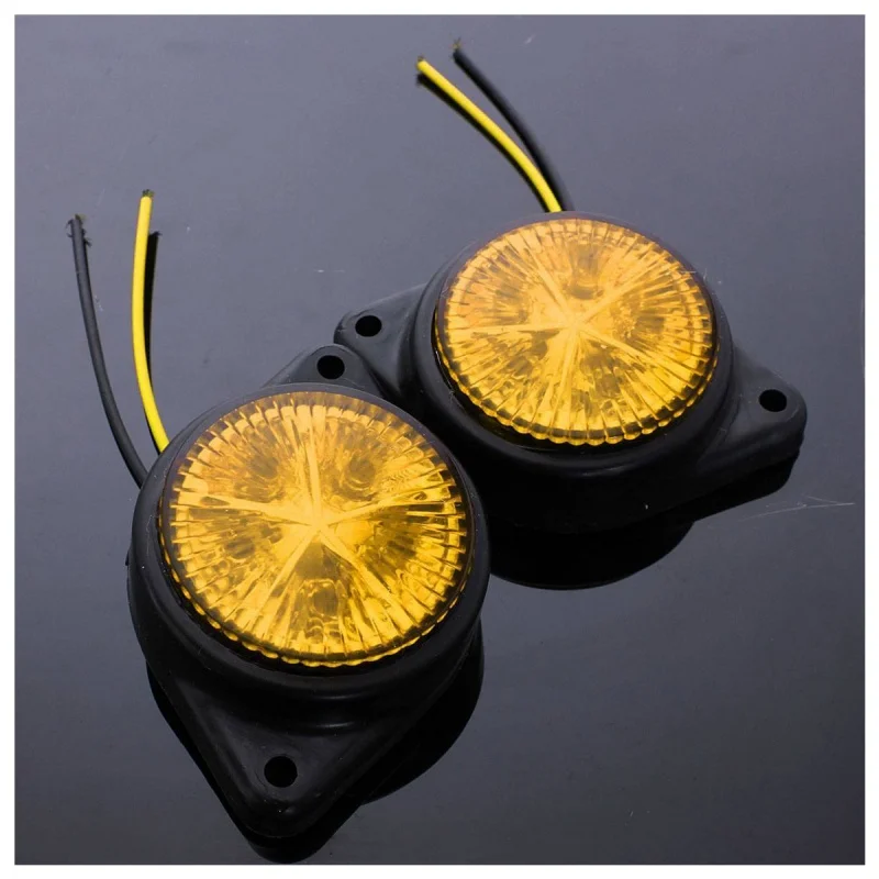 

2Pcs Round Side Marker LED Light Indicator Lamp For Van Car Truck Trailer 12V yellow
