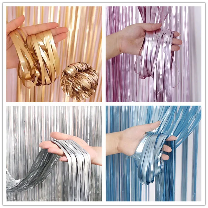 1*2 м занавеска от дождя макарон металлическая Блестки из фольги с бахромой