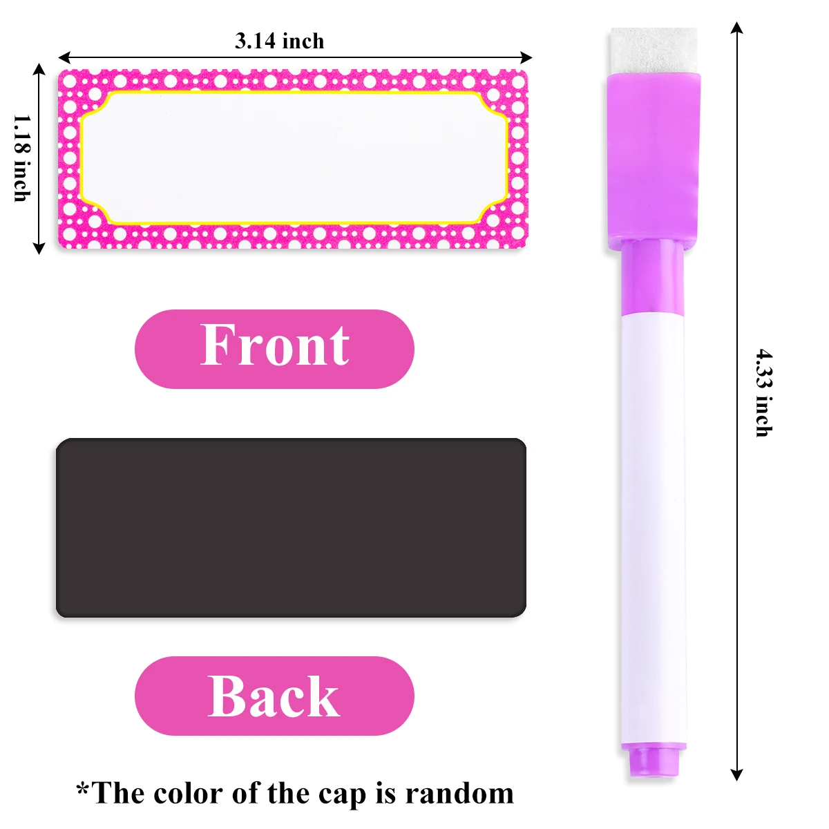 10 colors, a total of 50 with 1 pen(pen cap color random) 8*3cm rewritable message board magnetic refrigerator stickers