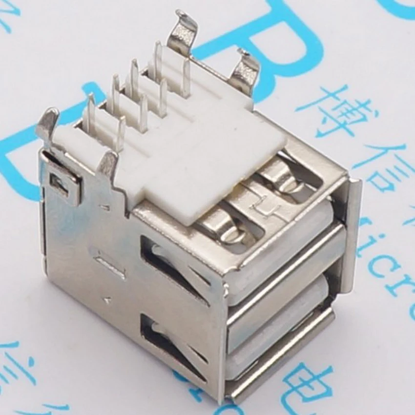 

100 шт./лот USB-A Тип USB гнездовой разъем/разъем двойные порты 90 градусов