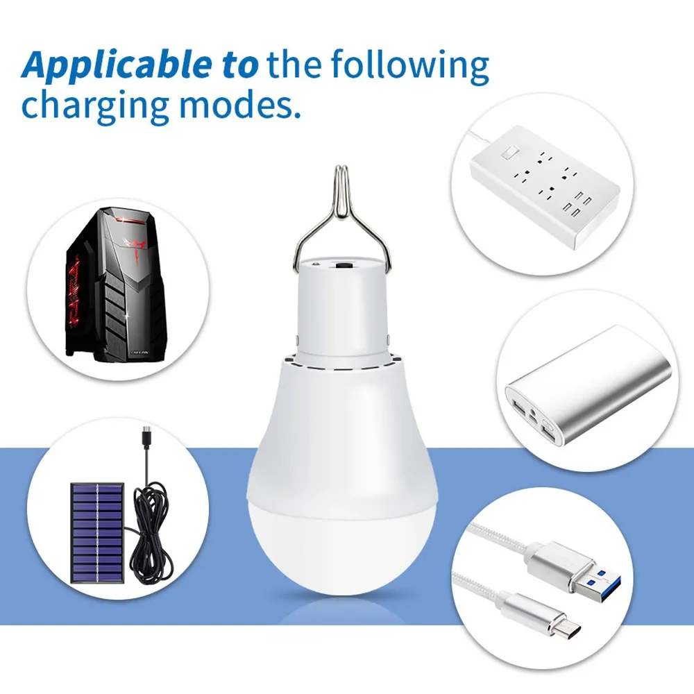 

Portable LED Solar Lamp 150LM USB 6V Solar Power Light Outdoor Camp Tent Fishing Bulb With Solar Panel