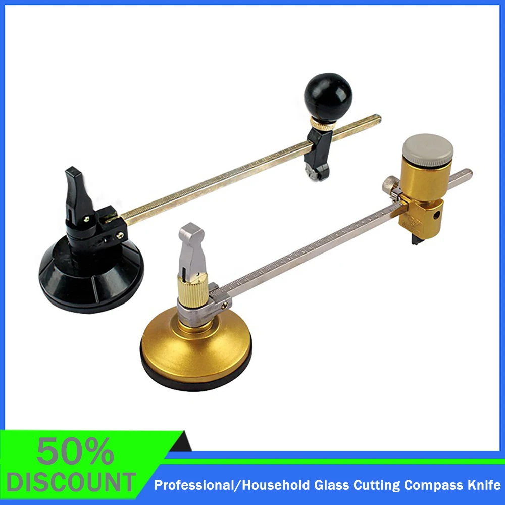 Резак для стекла с круглым отверстием диаметром до 400 мм и толщиной от 2 до 10 мм, профессиональный / домашний, компасный, из сплава.