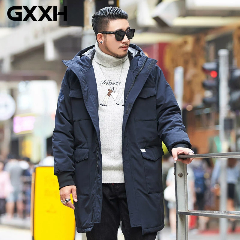 GXXH негабаритных зимние толстые теплые парки куртка для мужчин s с капюшоном