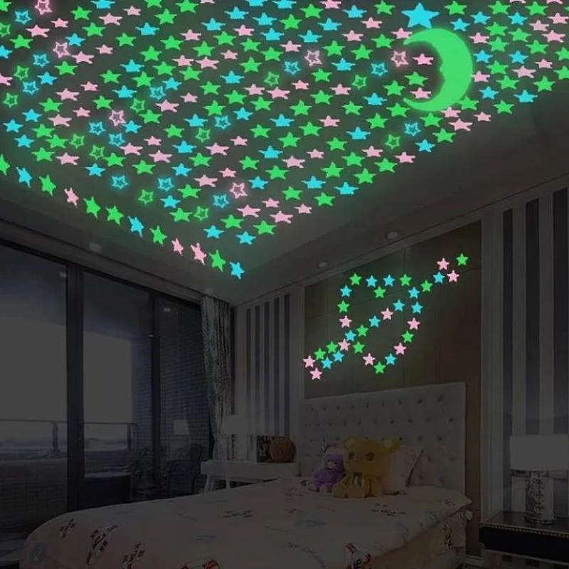 3D светящаяся наклейка для стены флуоресцентные настенные наклейки детской