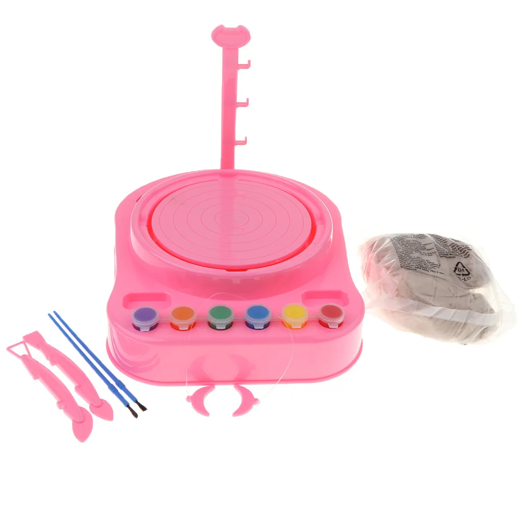 

Battery Powered Pottery Studio Playset Clay Mouling DIY Crafts Toy Gift Pink