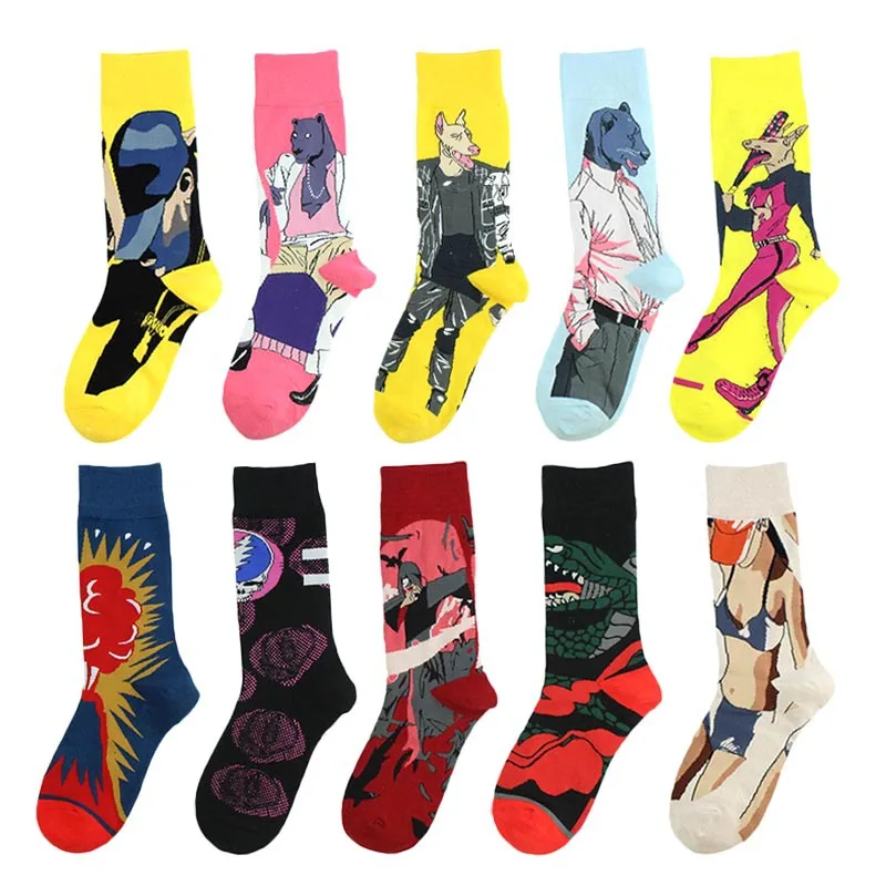 women fashion casual cotton socks happy funny japanese art socks character knit pattern novelty sock men trump socks lady teen