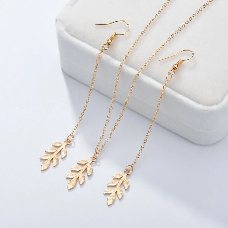 Модные Наборы украшений в форме листьев простые серьги капли с кристаллами