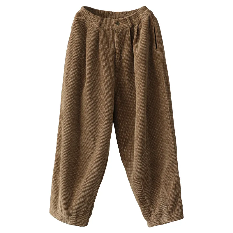 2019 вельветовые осенние и зимние повседневные свободные одноцветные штаны в