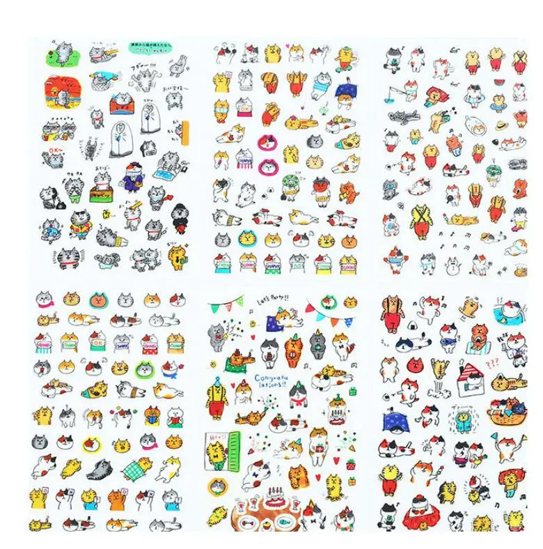 NO.3 6 листов/Партия DIY Красочные животные кролики kawaii наклейки дневник планировщик Журнал Бумага для скрапбукинга альбомы фото украшения - Цвет: NO.3