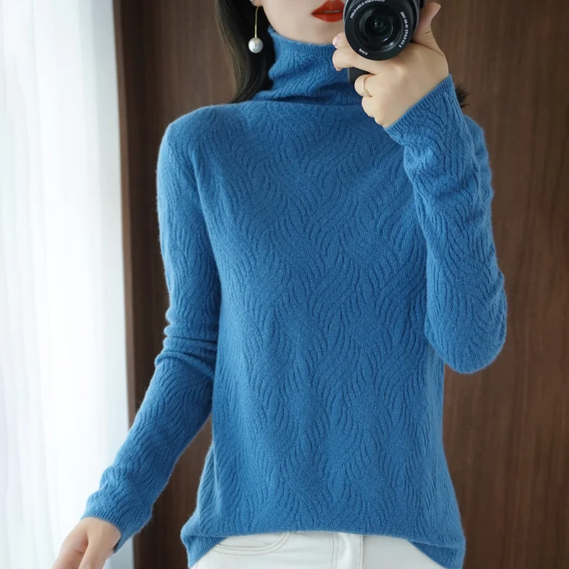 2020 winter women's sweater pile neck slim long-sleeved short solid color pullover high neck cashmere knit bottoming shirt