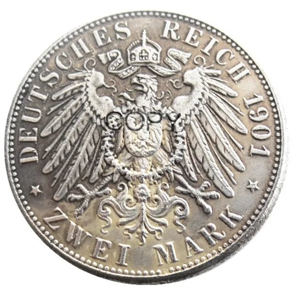 Германия 2 Марка 1901 посеребренные копии монет