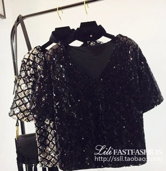 Распродажа! Женская футболка с коротким рукавом и V-образным вырезом | одежда