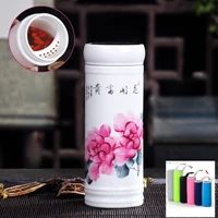 ceramic thermos cup ceramic office water cup with filter mesh portable water cup blue and white porcelain tea cup gift cup 350ml