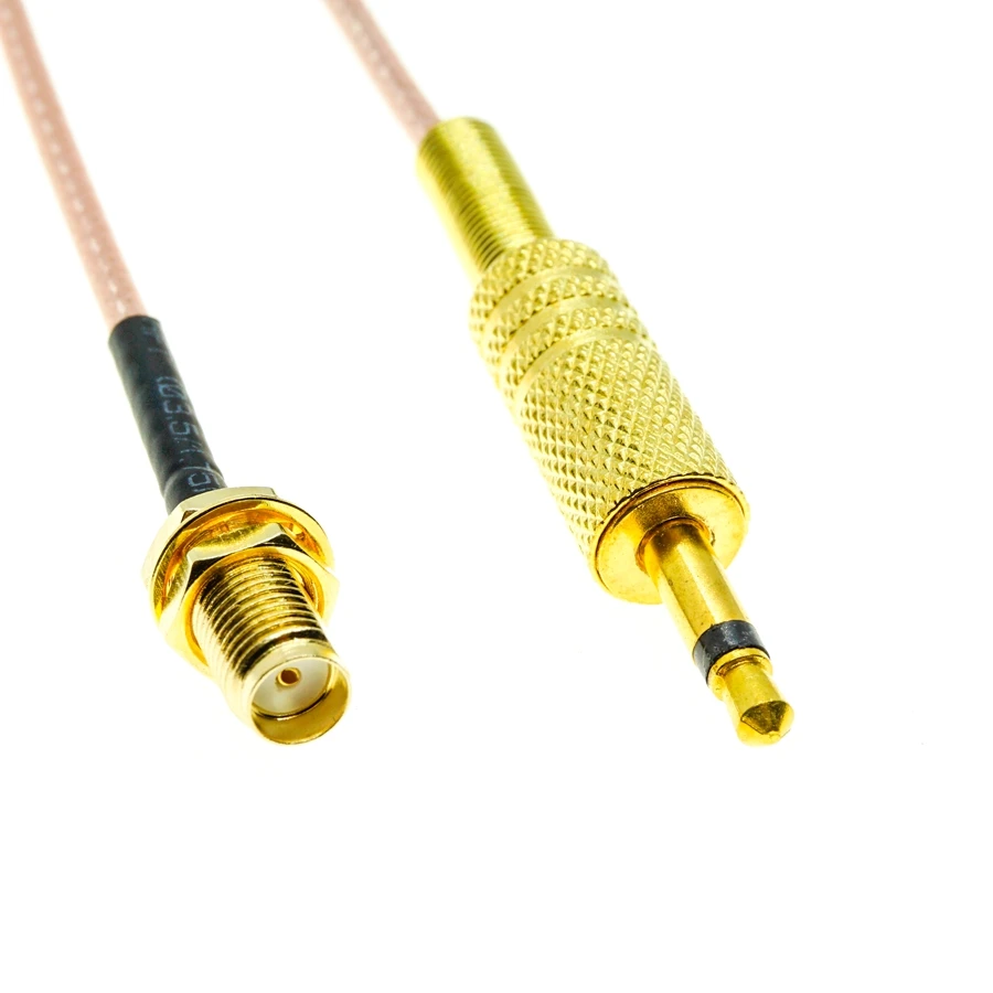 SMA Female Bulkhead to 3.5mm 1/8&quot TS Male Mono RF RG316 Coax Jumper Pigtail Cable | Connectors