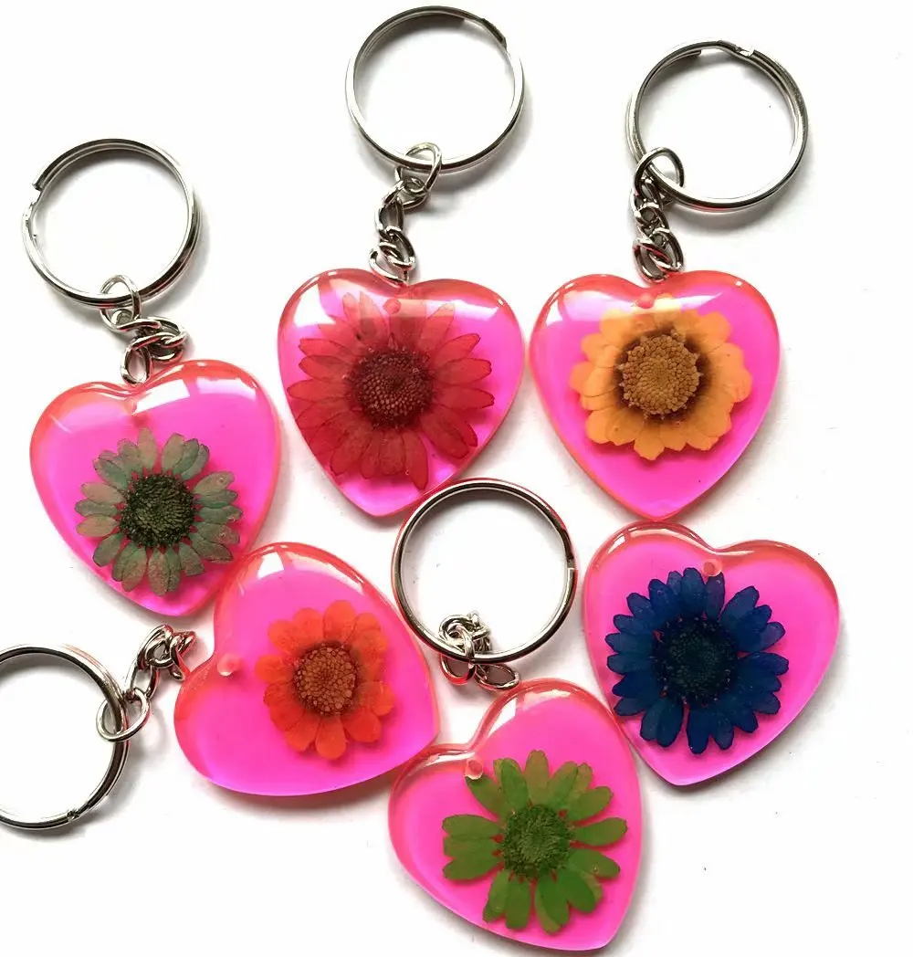 

YQTDMY 12 pcs fashion pink back mixed sunflower design rock keychain