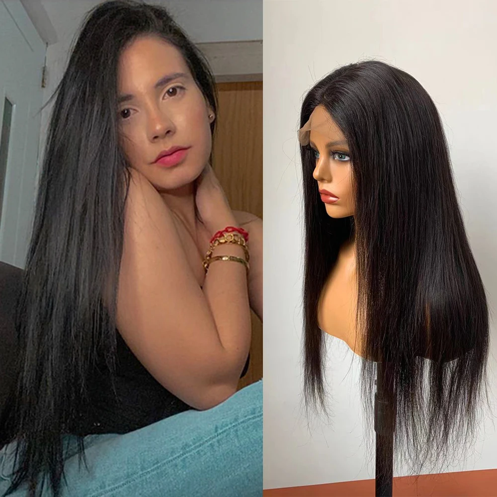 

4x4 кружева закрытие волос полный парик шнурка человеческих волос парики с челкой натуральные бирманские волосы шелк верхнее закрытие волос...